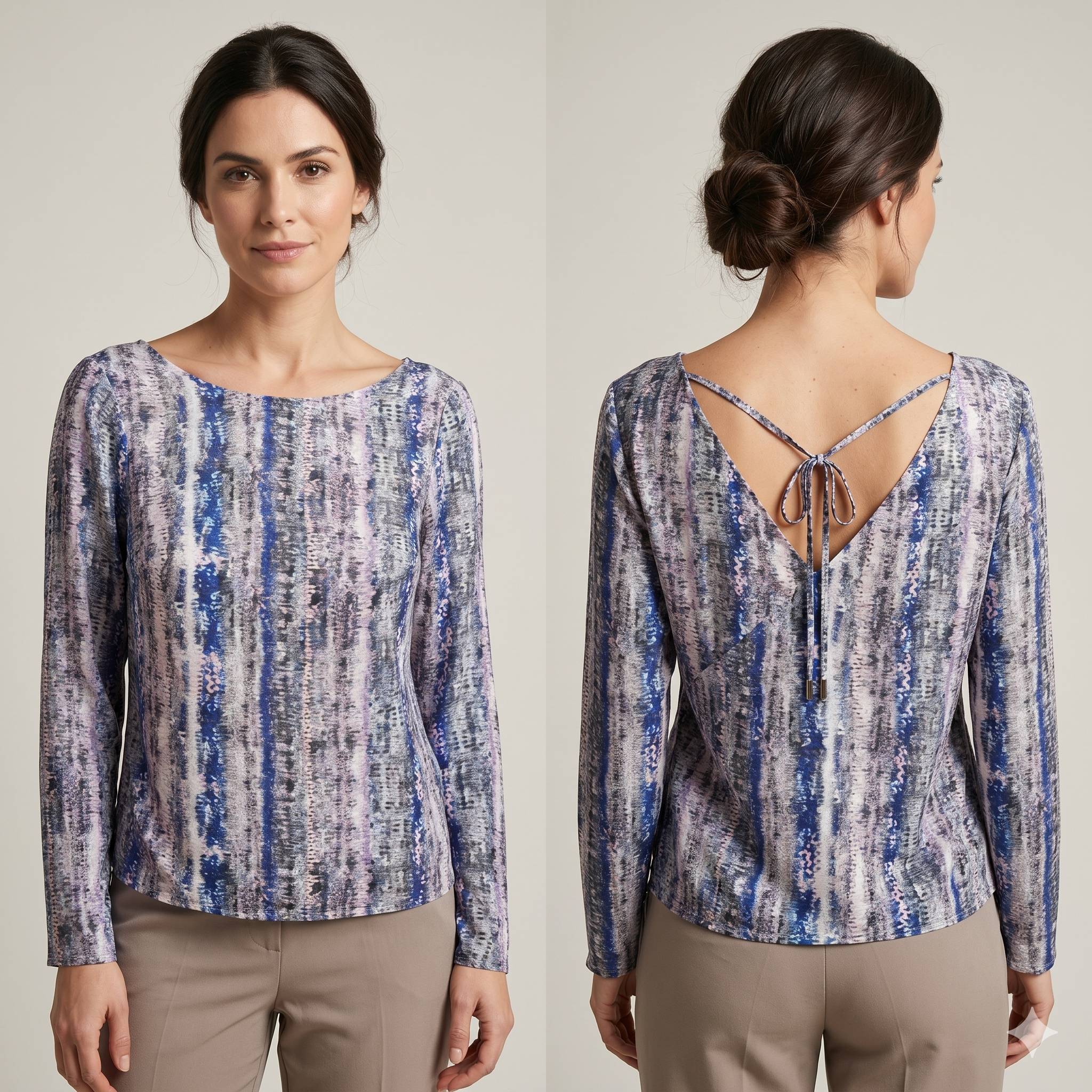 Blusa Feminina de Manga Longa com Decote nas Costas